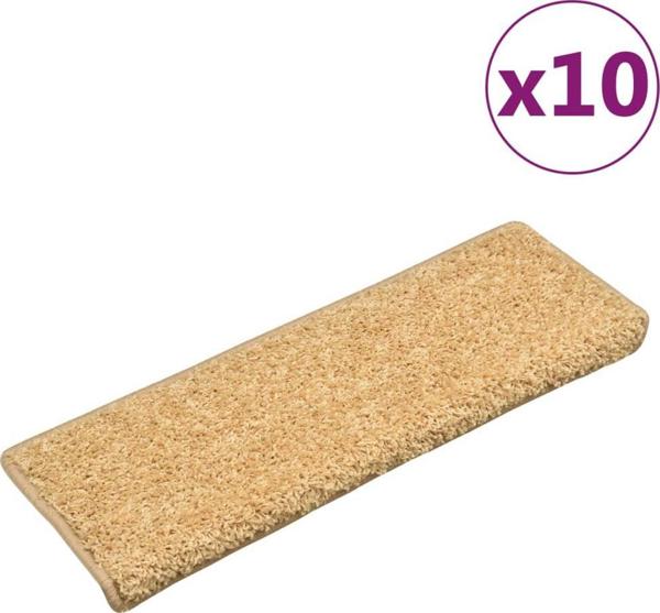 vidaXL Επικαλύψεις σκαλοπατιών, 10 τεμάχια, 65x25 cm, μπεζ