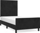 vidaXL Ράμα κρεβατιού με προσκεφαλάκι μαύρη, 90x190 cm, βελούδο