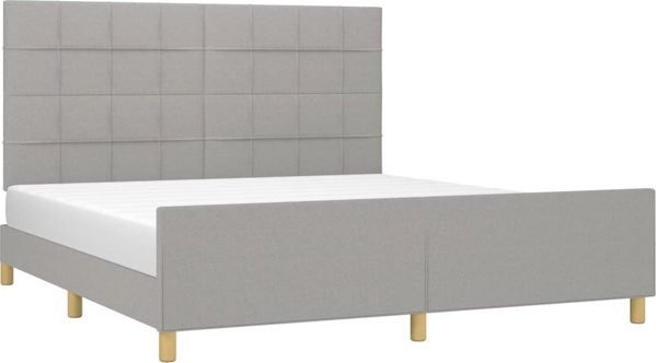vidaXL Rama κρεβατιού με κεφαλάρι, ανοιχτό γκρι, 160x200 cm, επενδυμένη με ύφασμα