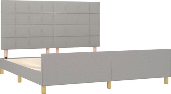 vidaXL Rama κρεβατιού με κεφαλάρι, ανοιχτό γκρι, 160x200 cm, επενδυμένη με ύφασμα
