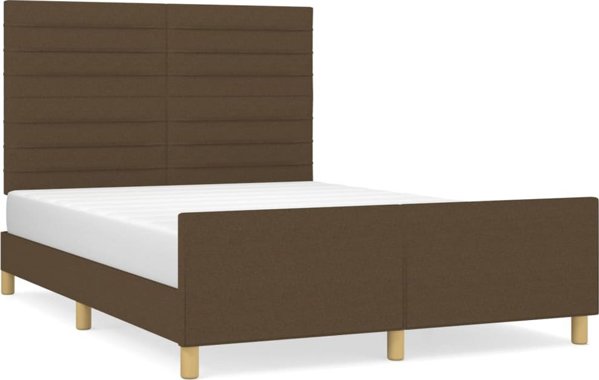 vidaXL Κρεβατοκάμαρα με κεφαλάρι, σκούρο καφέ, 140x200 cm, με επένδυση υφάσματος