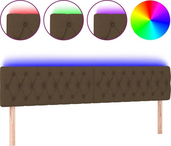 vidaXL Zaglowek do lozka z LED, ciemnobrazowy, 180x7x78/88 cm, tkanina