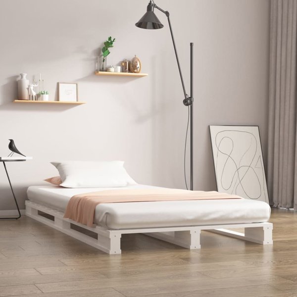 vidaXL Κορνίζα κρεβατιού, λευκή, 90 x 200 cm, μασίφ πεύκο