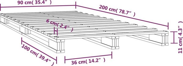 vidaXL Κορνίζα κρεβατιού, λευκή, 90 x 200 cm, μασίφ πεύκο