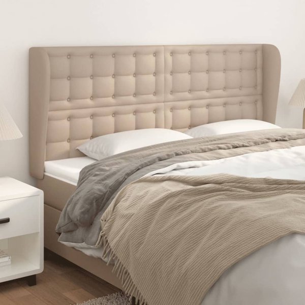 vidaXL Μαξιλάρι κεφαλής uszak cappuccino 183x23x118/128 cm από τεχνητό δέρμα