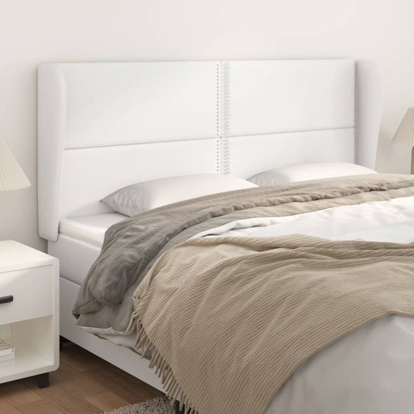 vidaXL Υποστήριγμα κεφαλιού uszak, λευκό, 203x23x118/128 εκ., τεχνητό δέρμα