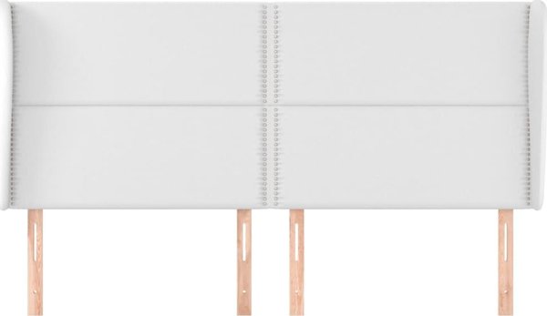 vidaXL Υποστήριγμα κεφαλιού uszak, λευκό, 203x23x118/128 εκ., τεχνητό δέρμα