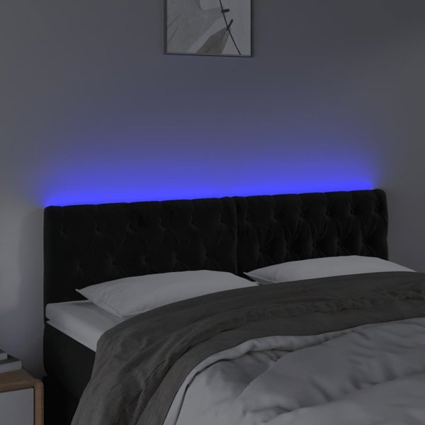 Κεφαλάρι κρεβατιού vidaXL με LED, μαύρο, 160x7x78/88 cm, βελούδο