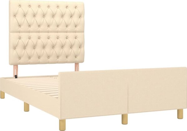 vidaXL Rama lotka z zaglowkiem kremowa 120x200 cm obita tkanina