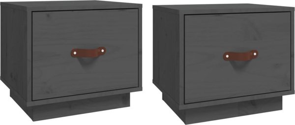 vidaXL vidaXL Szafki nocne, 2 szt., szare, 40x34x35 cm, lite drewno sosnowe