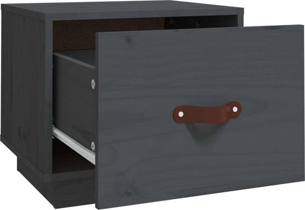 vidaXL vidaXL Szafki nocne, 2 szt., szare, 40x34x35 cm, lite drewno sosnowe