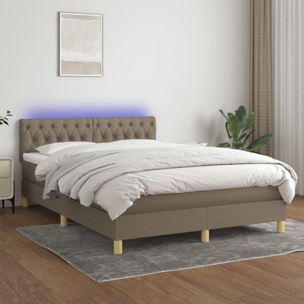 vidaXL Κρεβάτι kontynentalne με στρώμα, taupe, 140x190 cm, ύφασμα