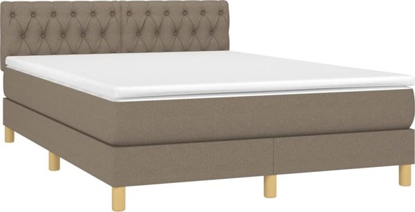 vidaXL Κρεβάτι kontynentalne με στρώμα, taupe, 140x190 cm, ύφασμα