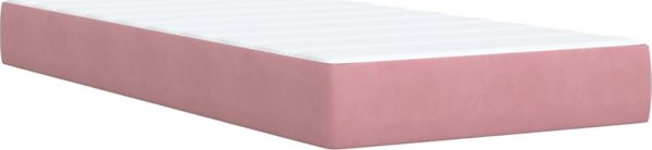 vidaXL Κρεβάτι Continental με στρώμα, ροζ, βελούδο, 100x200 εκ.