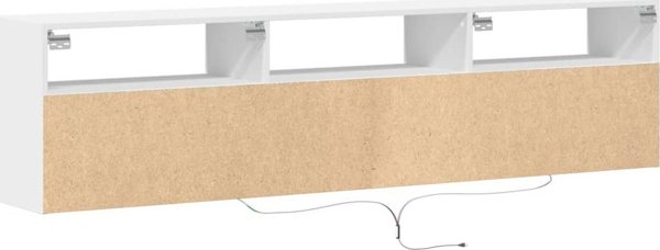 vidaXL Επιτοίχια Ντουλάπα για TV με LED, λευκή, 180x31x45 εκ