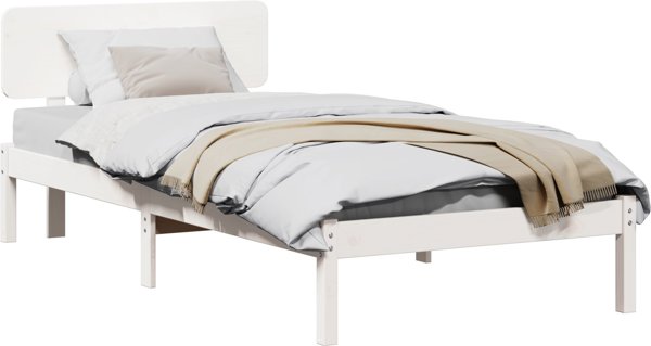vidaXL Ράμα κρεβατιού με κεφαλάρι λευκό 80x200 cm από φυσικό πεύκο