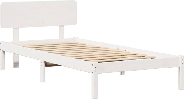 vidaXL Ράμα κρεβατιού με κεφαλάρι λευκό 80x200 cm από φυσικό πεύκο