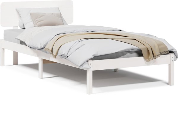 vidaXL Ράμα κρεβατιού με κεφαλάρι λευκό 80x200 cm από φυσικό πεύκο