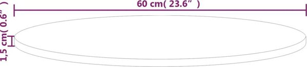 vidaXL Στρογγυλή επιφάνεια τραπεζιού, 60x1,5 εκ., ακατέργαστο ξύλο δρυός