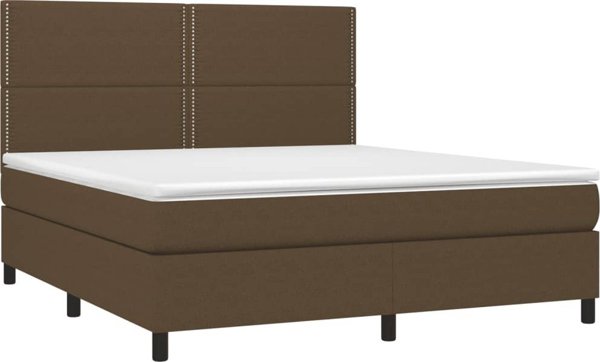 vidaXL Κρεβάτι Continental με Στρώμα, Καφέ Ύφασμα, 180x200 cm