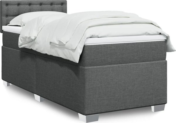 vidaXL Κρεβάτι Continental με στρώμα, σκούρο γκρι ύφασμα 80x200 cm