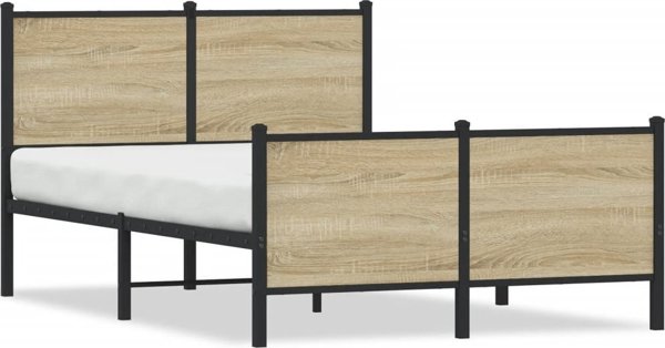 vidaXL Metalowa rama lozka bez materaca dab sonoma 120x190 cm