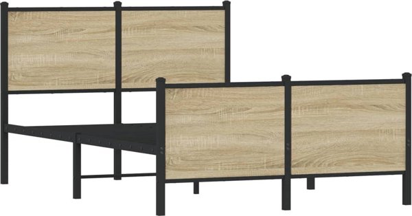 vidaXL Metalowa rama lozka bez materaca dab sonoma 120x190 cm