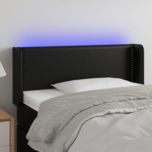 vidaXL Κεφαλάρι κρεβατιού με LED, μαύρο, 83x16x78/88 cm, συνθετικό δέρμα