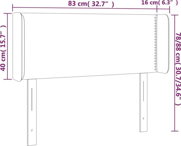 vidaXL Κεφαλάρι κρεβατιού με LED, μαύρο, 83x16x78/88 cm, συνθετικό δέρμα