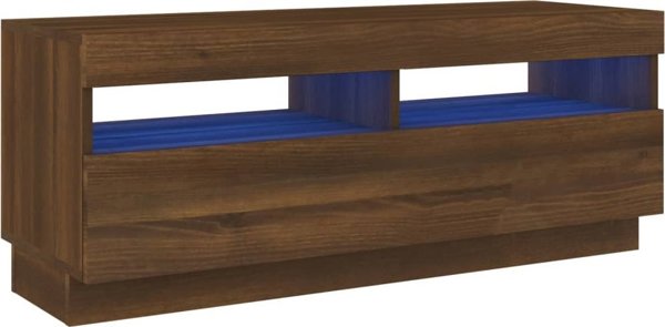 vidaXL Έπιπλο TV με φωτισμό LED, καφέ δρυς, 100x35x40 εκ
