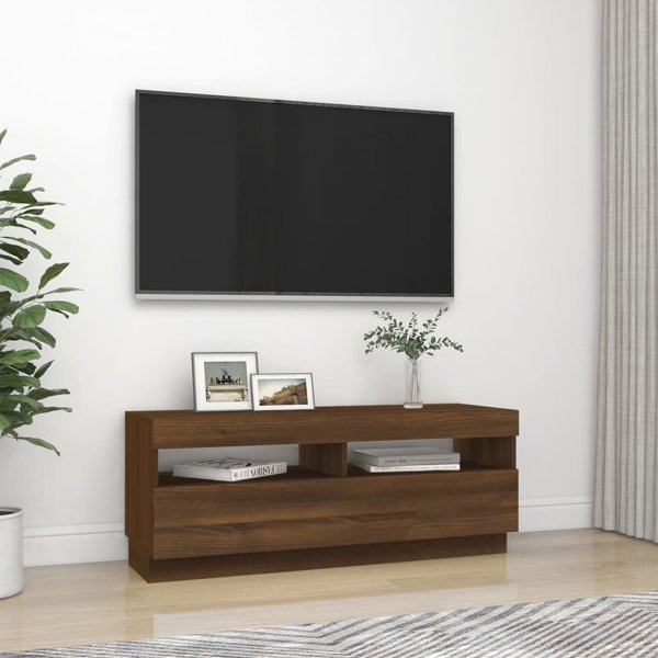 vidaXL Έπιπλο TV με φωτισμό LED, καφέ δρυς, 100x35x40 εκ
