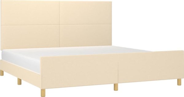 vidaXL Rama κρεβατιού με κεφαλάρι, κρεμ, 200x200 εκ., με ύφασμα