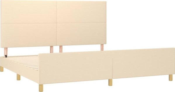 vidaXL Rama κρεβατιού με κεφαλάρι, κρεμ, 200x200 εκ., με ύφασμα