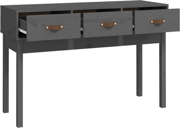 vidaXL vidaXL Stolik konsolowy, szary,114x40x75 cm, lite drewno sosnowe
