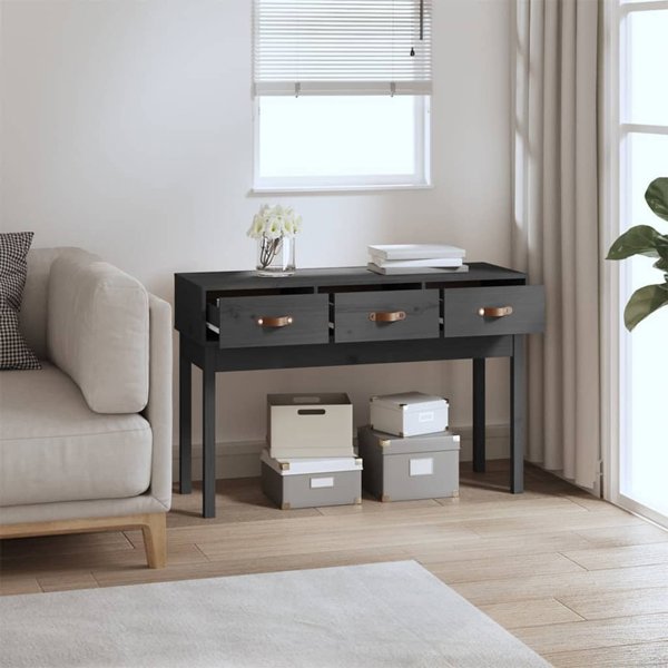 vidaXL vidaXL Stolik konsolowy, szary,114x40x75 cm, lite drewno sosnowe