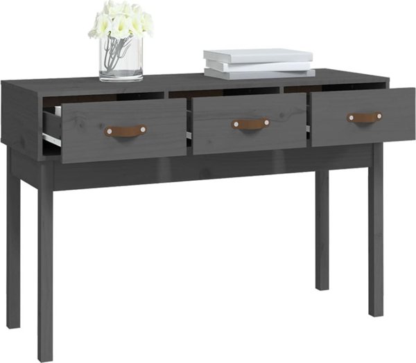 vidaXL vidaXL Stolik konsolowy, szary,114x40x75 cm, lite drewno sosnowe