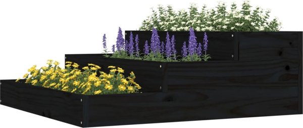 vidaXL Donica, czarna, 78x78x27 cm, lite drewno sosnowe