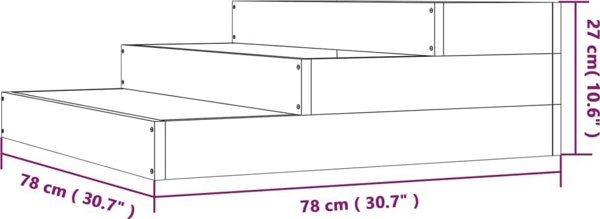 vidaXL Donica, czarna, 78x78x27 cm, lite drewno sosnowe