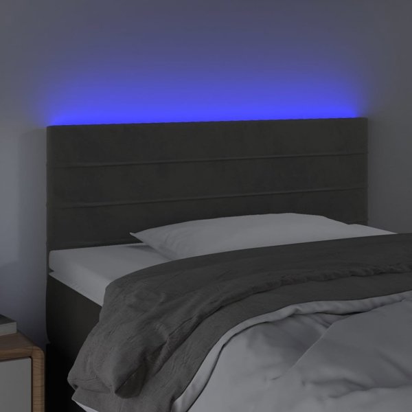vidaXL Κεφαλάρι για κρεβάτι με LED, σκούρο γκρι, 90x5x78/88 cm, βελούδο