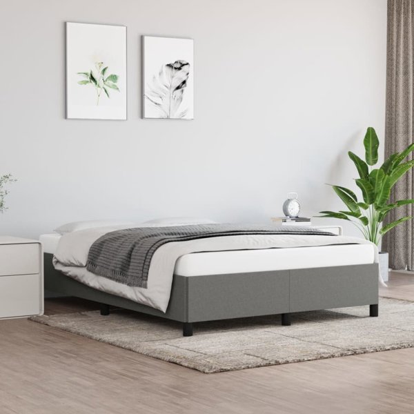 vidaXL Rama κρεβατιού, σκούρο γκρι, 140x190 cm, επενδεδυμένη με ύφασμα