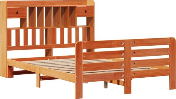 vidaXL Κρεβάτι με ράφι, χωρίς στρώμα, 150x200 εκ, συμπαγές πεύκο
