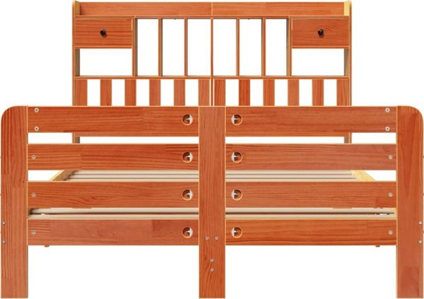 vidaXL Κρεβάτι με ράφι, χωρίς στρώμα, 150x200 εκ, συμπαγές πεύκο
