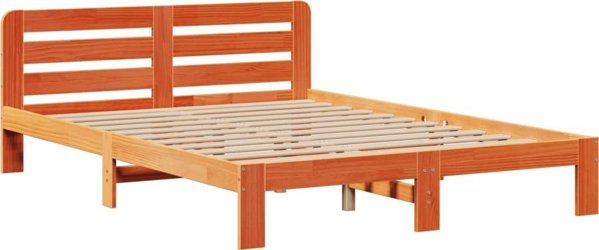 vidaXL Κρεβάτι με ράφι, χωρίς στρώμα, 150x200 εκ, συμπαγές πεύκο