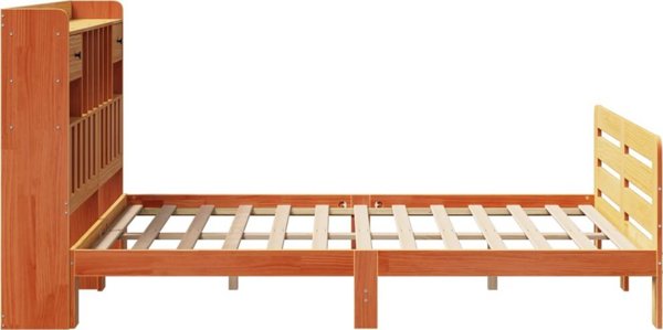 vidaXL Κρεβάτι με ράφι, χωρίς στρώμα, 150x200 εκ, συμπαγές πεύκο
