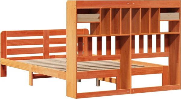 vidaXL Κρεβάτι με ράφι, χωρίς στρώμα, 150x200 εκ, συμπαγές πεύκο