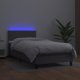 vidaXL Κρεβάτι κοντινεντάλ με στρώμα και LED, γκρι οικολογικό δέρμα, 80x200 cm