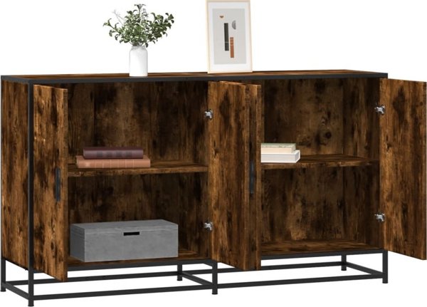 vidaXL Ντουλάπι Αποθήκευσης, Καπνιστή Δρυς, 134x35x76 εκ., Ξύλινο Έπιπλο Σαλονιού