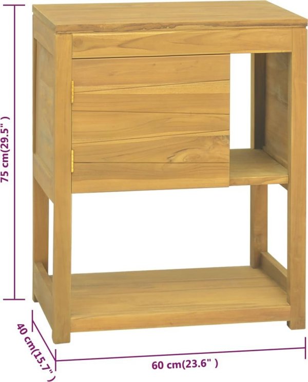 Ράφι μπάνιου vidaXL 60x40x75 cm, lite drewno tekowe