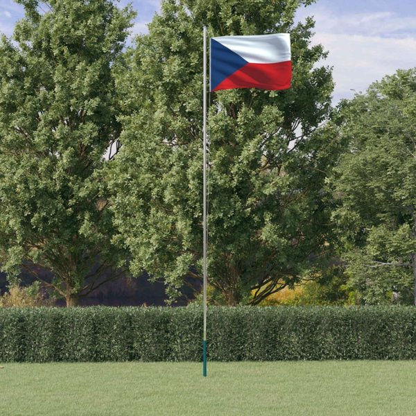 vidaXL Flaga Czech z masztem, 6,23 m, aluminium