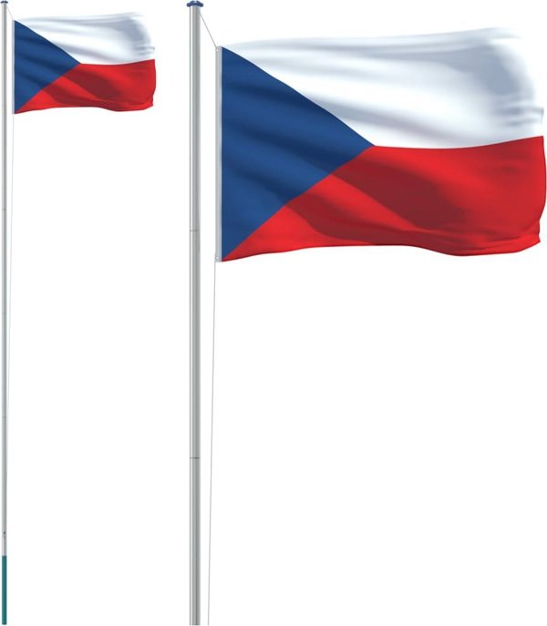 vidaXL Flaga Czech z masztem, 6,23 m, aluminium